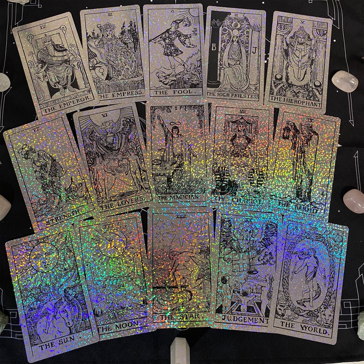 the Rider Waite Holographic Crystal Foil Tarot Deck