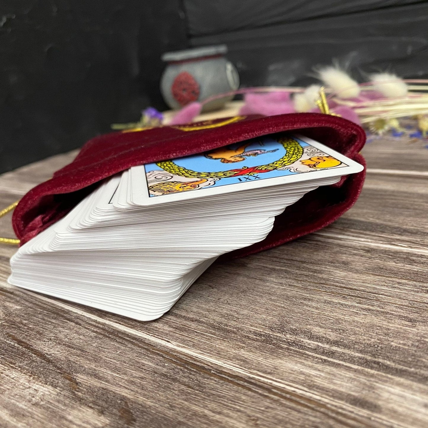Velvet Tarot Bag Red & Gold