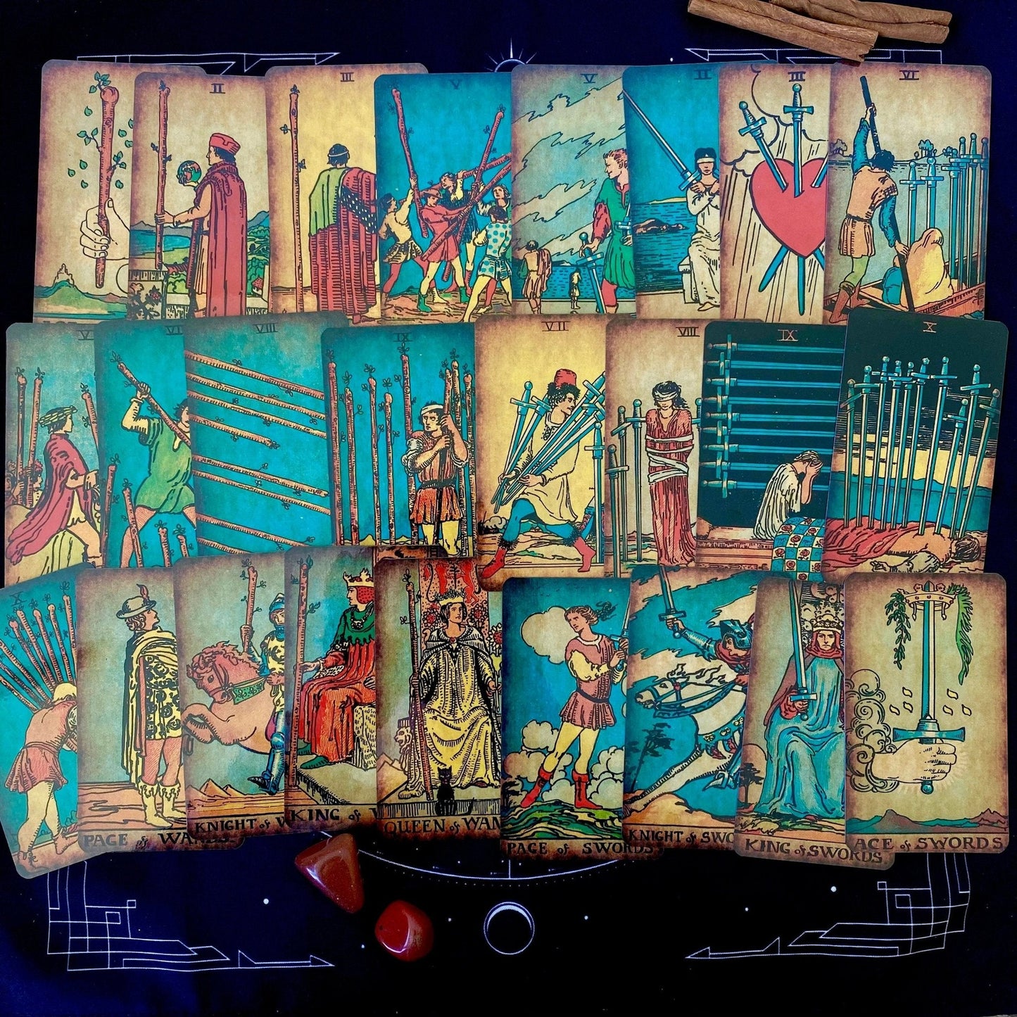 The Rider Waite Borderless Vintage Tarot Deck